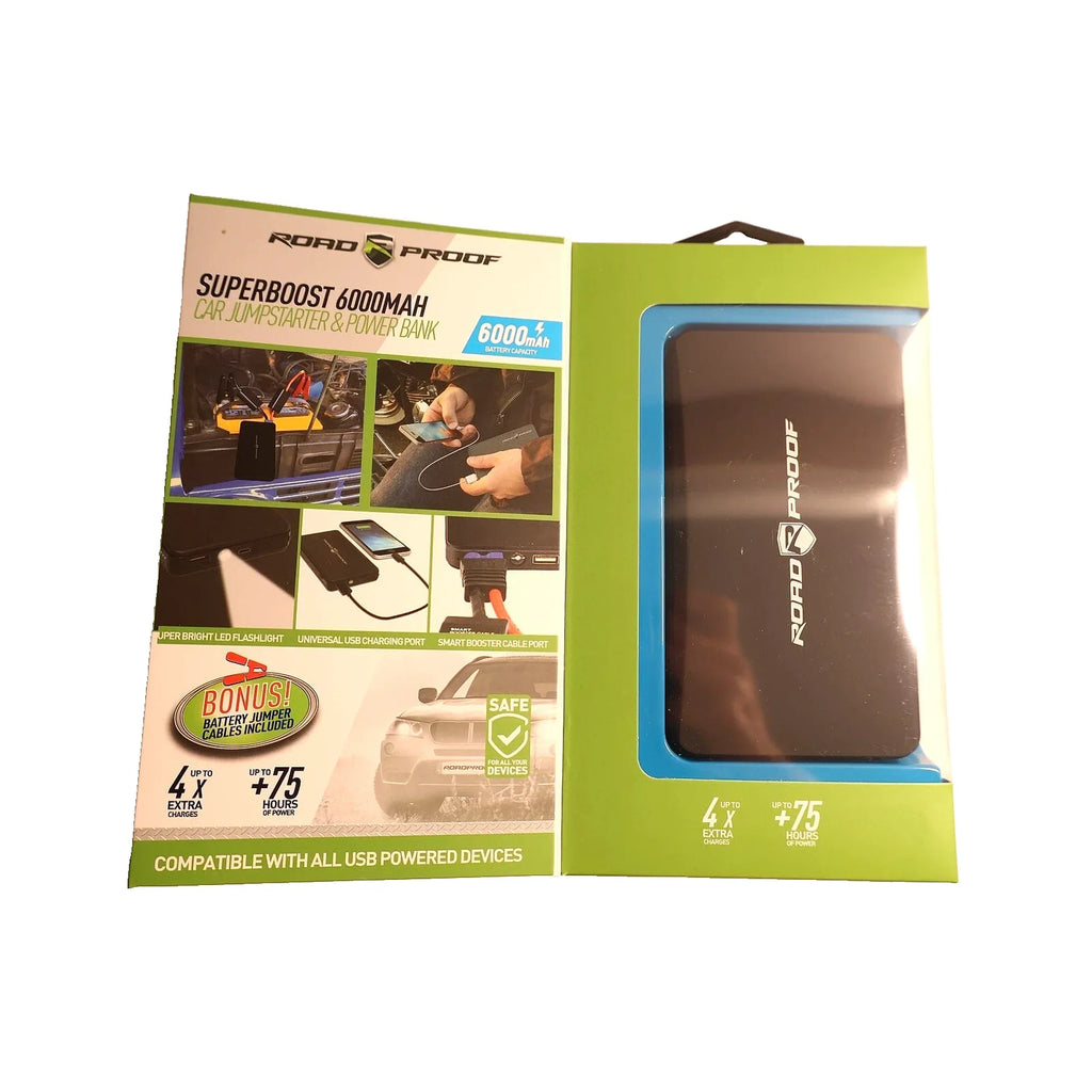 6,000mAh Portable Jumpstarter w/USB Battery Charger