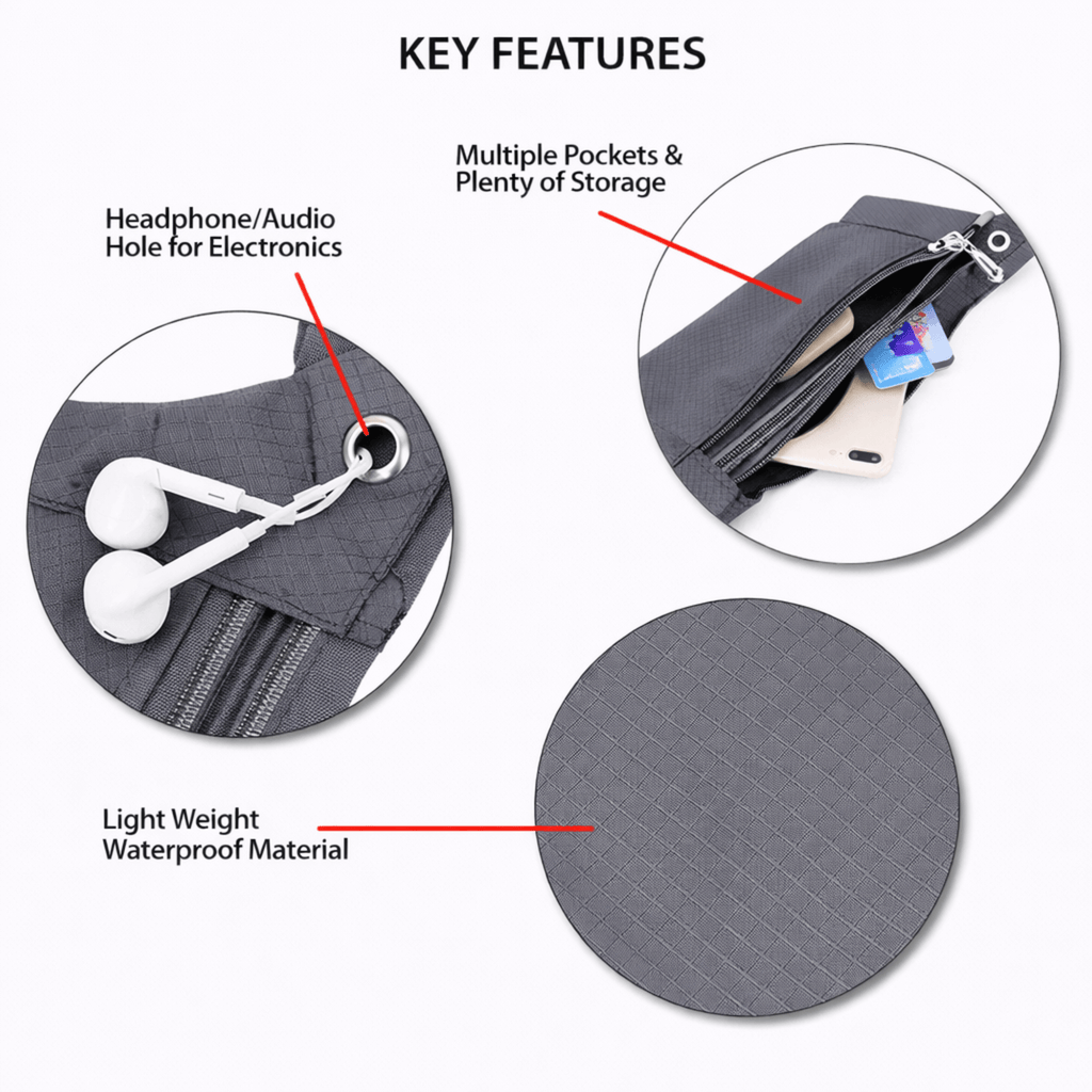 XGear Fitness Waterproof Fanny Pack for Running and Travel