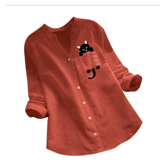 Oversized Printed Long Sleeve Casual Shirt