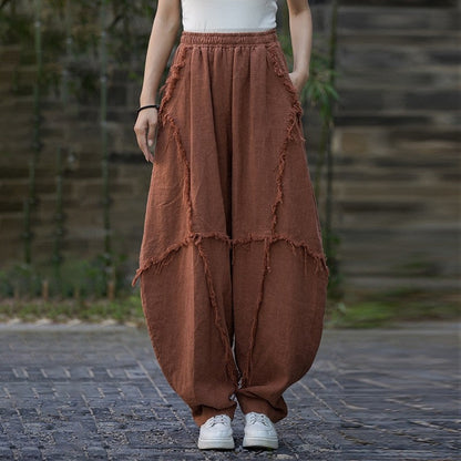 Lantern Pants For Casual Wear With Fuzzy Texture
