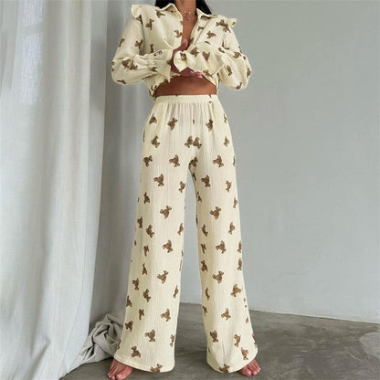 Relaxed Cotton Linen Long Sleeve Top and Pants Set