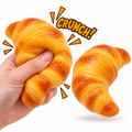 Crunchy Squishies Croissant Squeeze Toy 2-Pack – Crispy Crunch Sound Stress Balls | ASMR Sensory Fidget Toys for Adults & Kids | Realistic Homemade Bakery Squishies