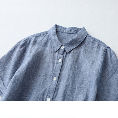 Half-Opening Buckle Waist Frenulum Polo Collar Mid Length Dress
