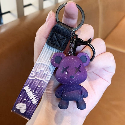 Chic Ombre Cartoon Bear Keychain Pendant Accessory