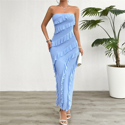 Solid Color Bodycon Bandeau Dress - Chic and Stylish Fashion Choice