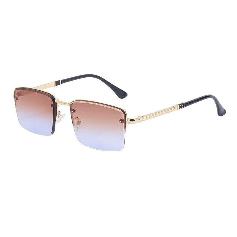 Fashion Half-Frame Diamond Cut Edge Sunglasses