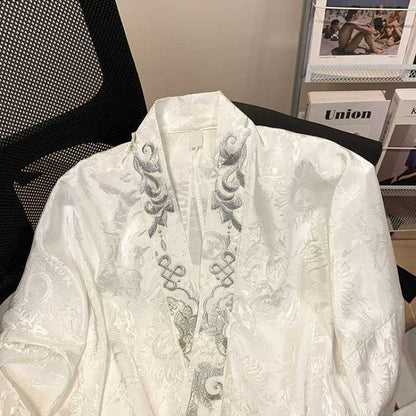 Vibrant V-Neck Embroidered Long Sleeve Top