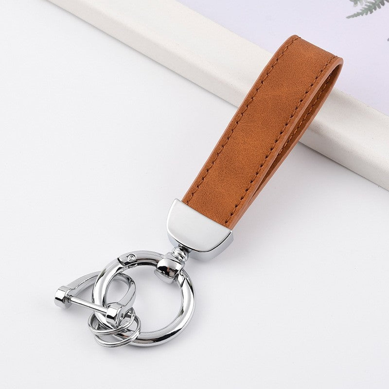 Leather Keychain with Metal Accent: Solid Color