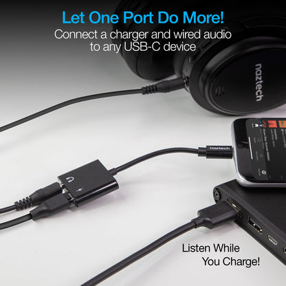 Naztech USB-C and 3.5mm Audio + Charge Adapter