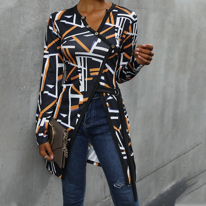 Geometric Split Long Sleeve Tee