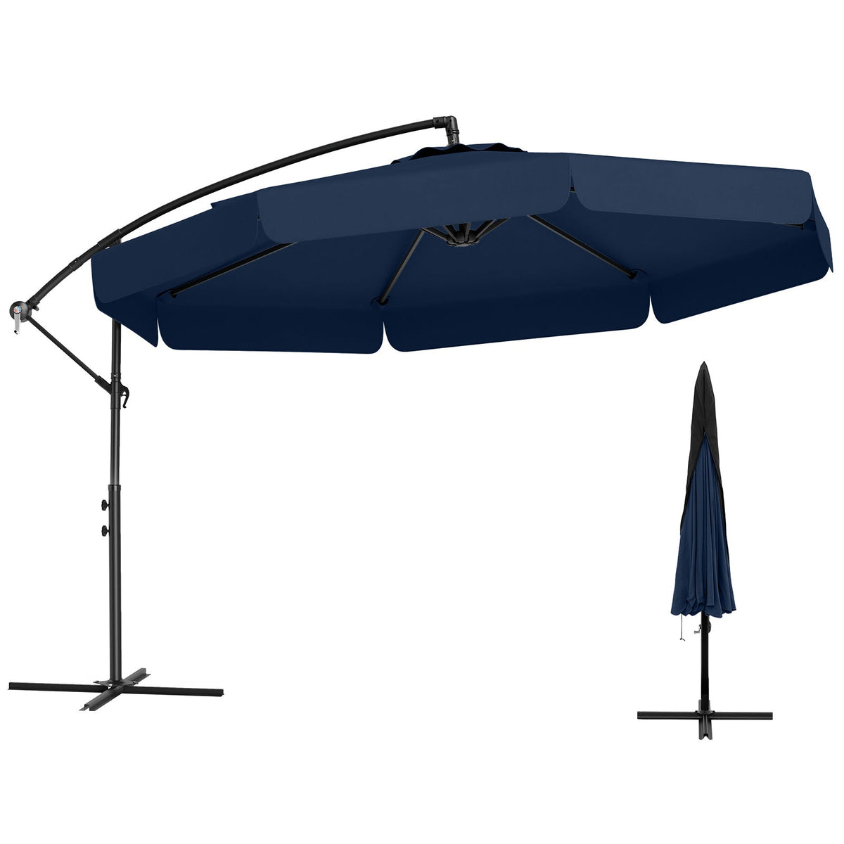 10 Feet Patio Cantilever Umbrella with Cover Tilt Adjustment and Ruffled Edge