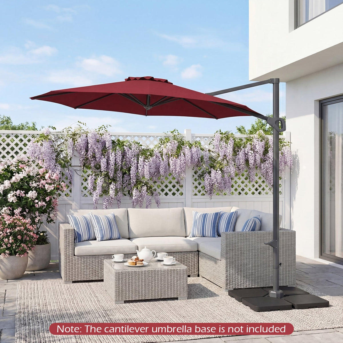 10 Feet Patio Cantilever Umbrella with Easy Tilt Adjustment
