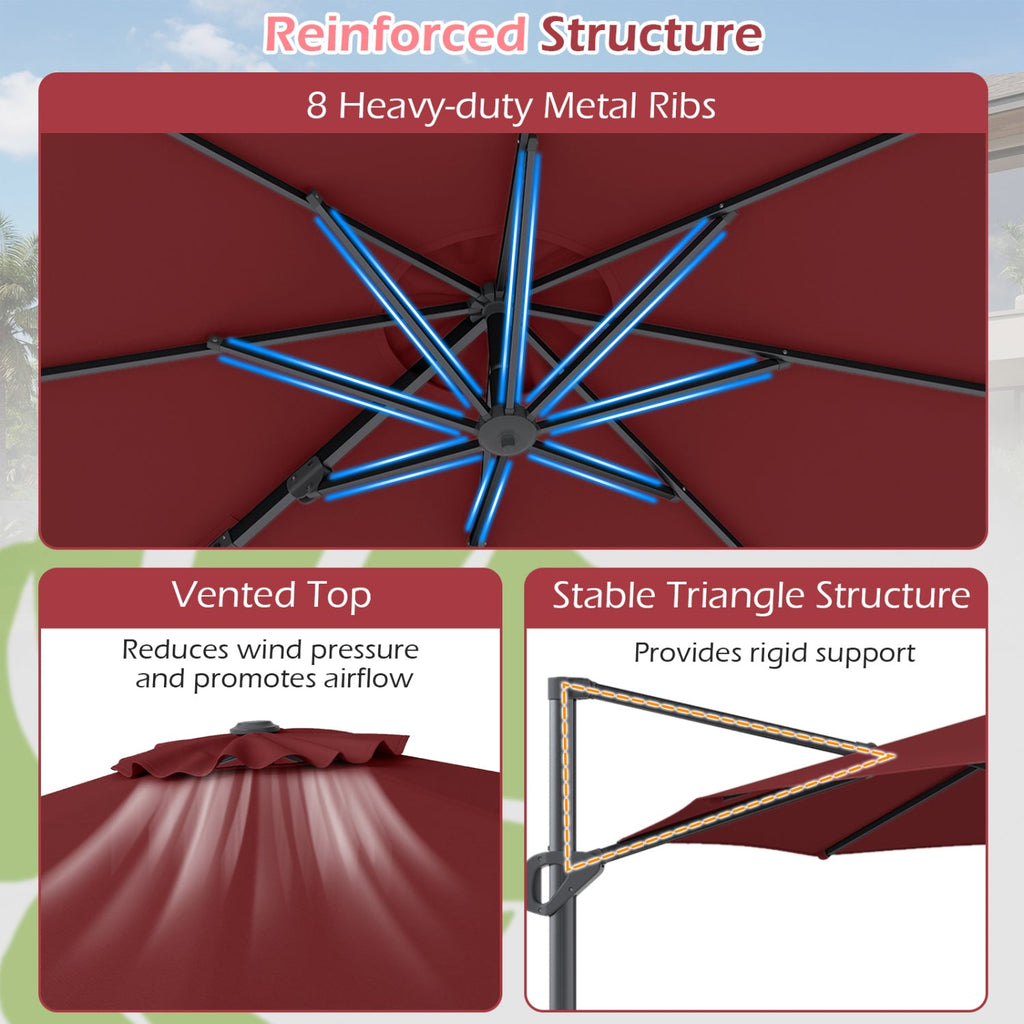 10 Feet Patio Cantilever Umbrella with Easy Tilt Adjustment