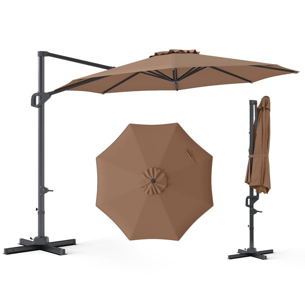 10 Feet Patio Cantilever Umbrella with Easy Tilt Adjustment