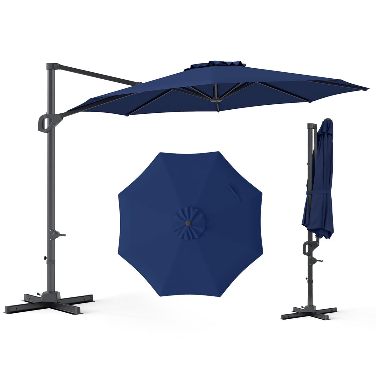 10 Feet Patio Cantilever Umbrella with Easy Tilt Adjustment