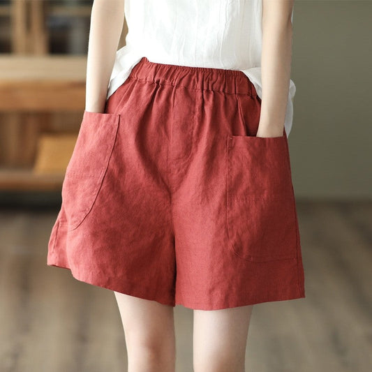 Elastic Waist Loose Shorts in Solid Color Palette