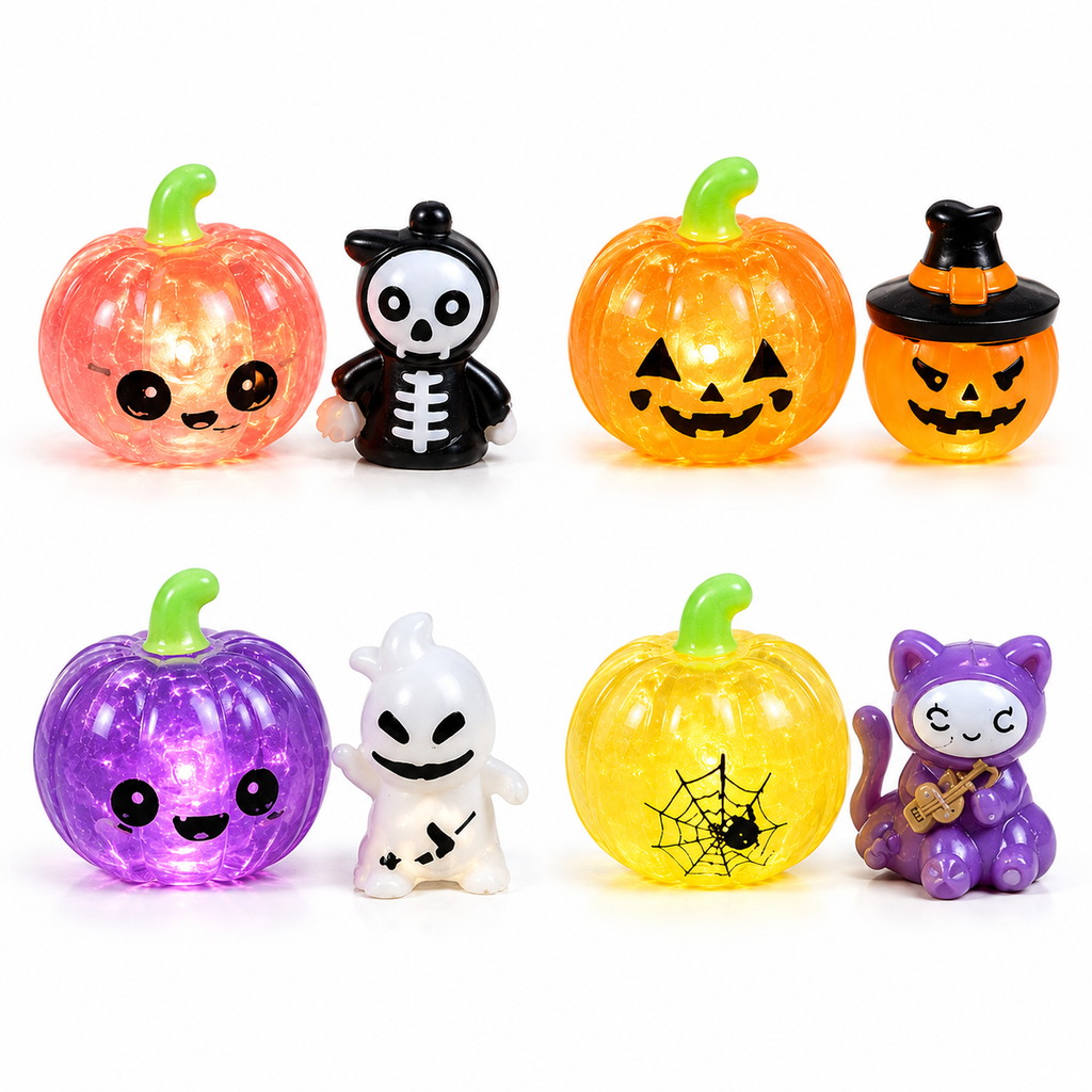 Halloween Mystery Squishy 2-Piece Set – Blind Box Ghost & Pumpkin Stress Relief Fidget Toys | Collectible Halloween Characters | Ages 3+