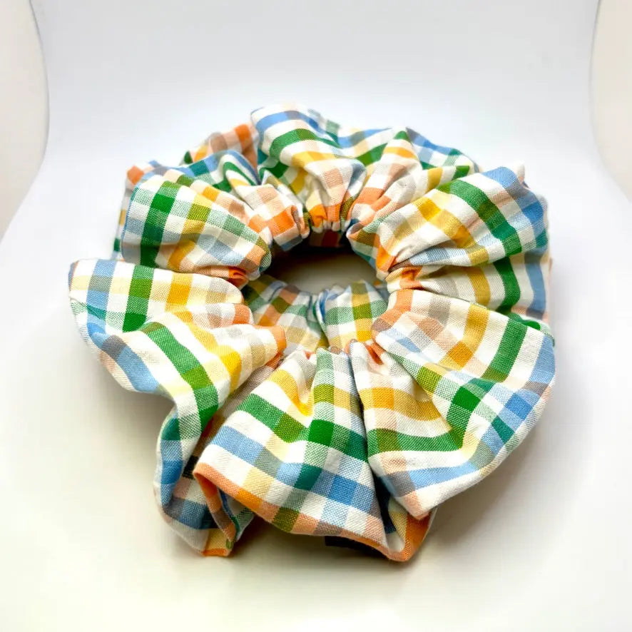 Blue & Orange Plaid Scrunchie