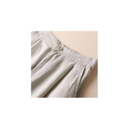 High-Waisted Linen Blend Wide Leg Crop Trousers