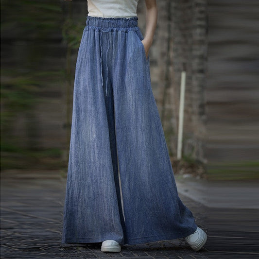 Tie-Dye High Waist Wide Leg Pants With Elastic Waistband