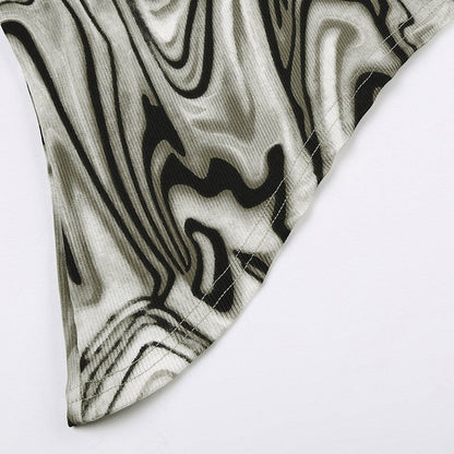 Water Ripple Hollow Letter Asymmetrical Crop Top