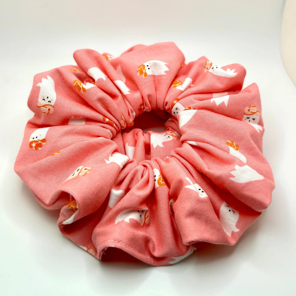 Pink Western Ghost Halloween Scrunchie