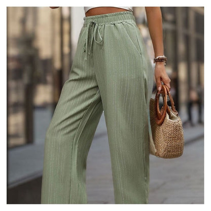 Solid Color High Waist Wide Leg Leisure Pants