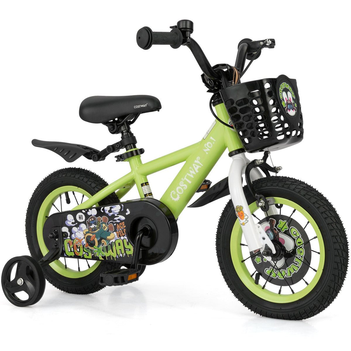 14 Inch Kids Bike Adjustable with Detachable Training Wheels for 3-5 Years Old-14 inches