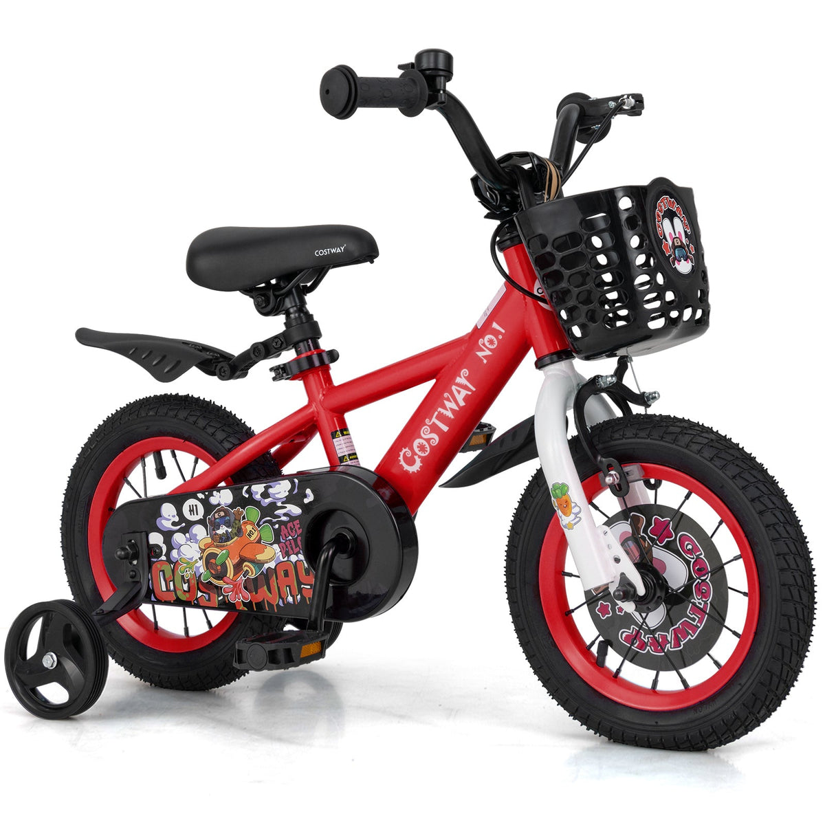 14 Inch Kids Bike Adjustable with Storage Basket and Double Brake for 3-5 Years Old-14 inches
