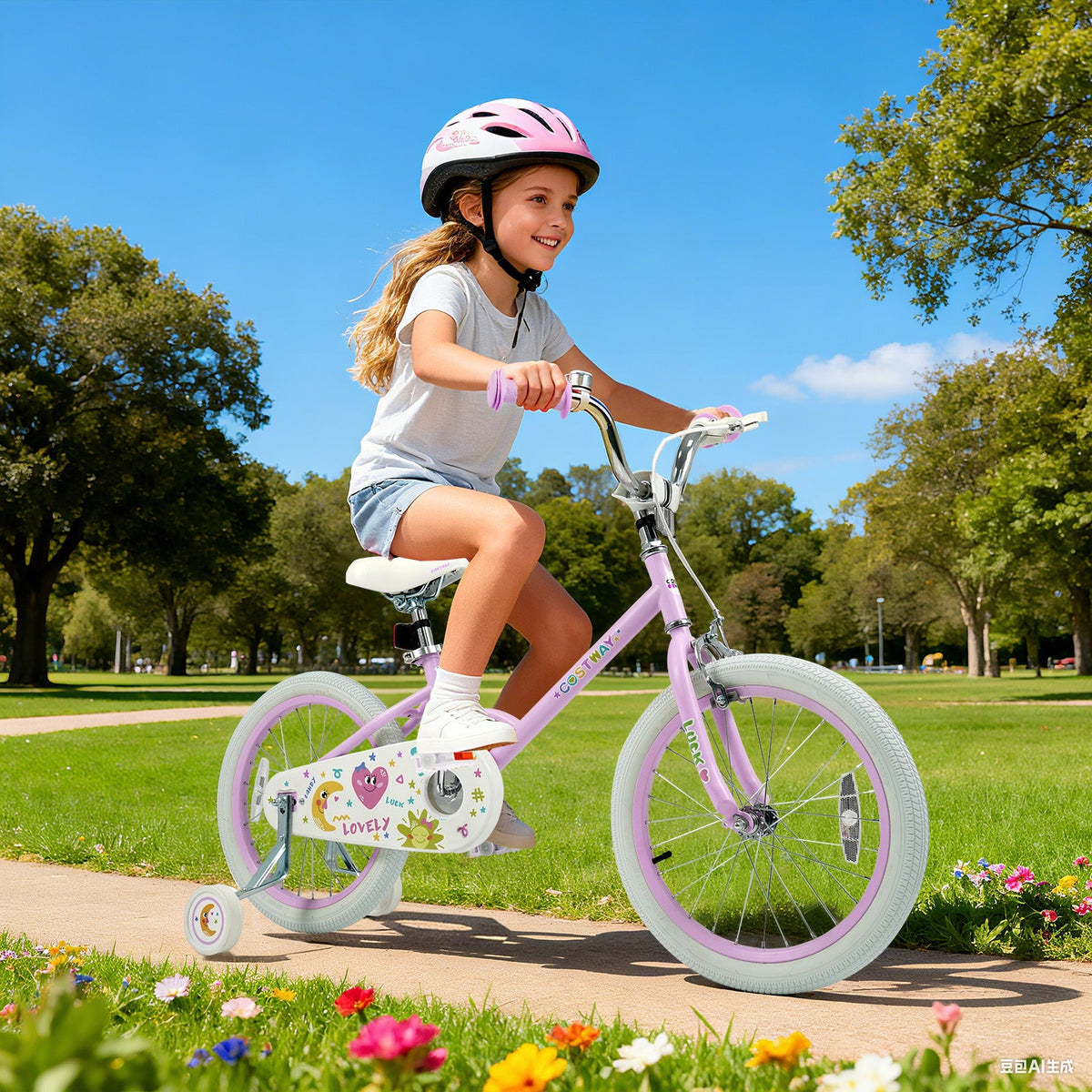 Kids Bike 12-18 Inch with Training Wheels - Purple