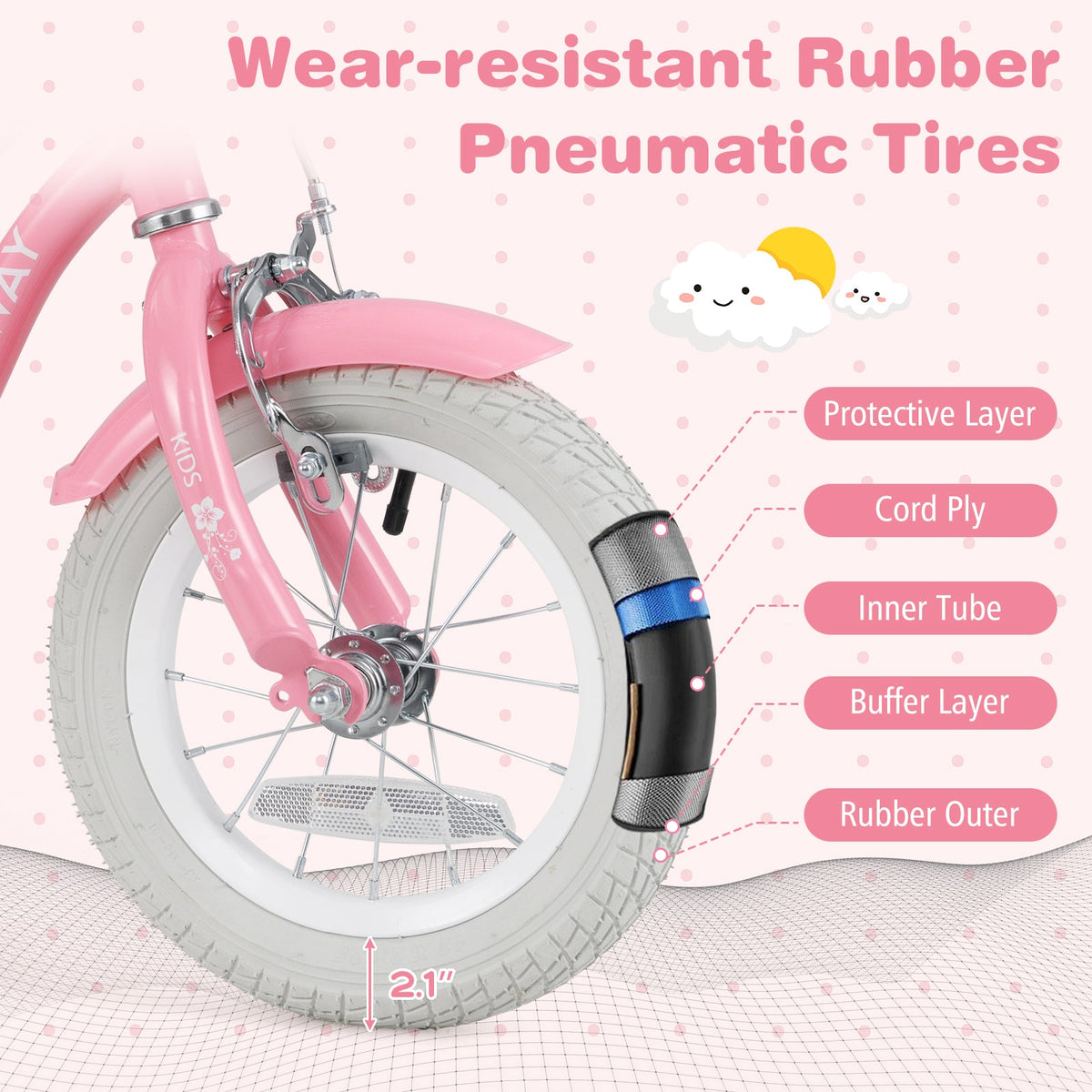 14 Inch Kids Bike with Training Wheels and Basket for Boys Girls 3-5 Years Old-14 inches