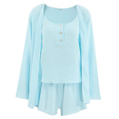 Cozy Home Lounge Set featuring Top, Vest, and Shorts