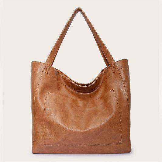 Leather Shoulder Bag with Front Pocket