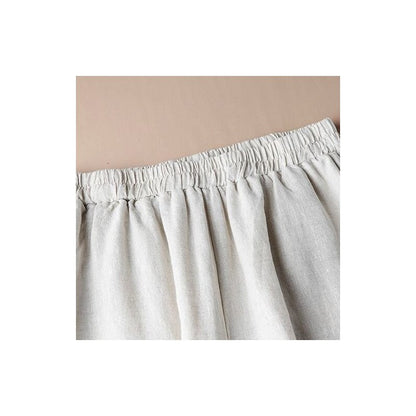 Embroidered Wide-Leg Linen Blend Cropped Pants