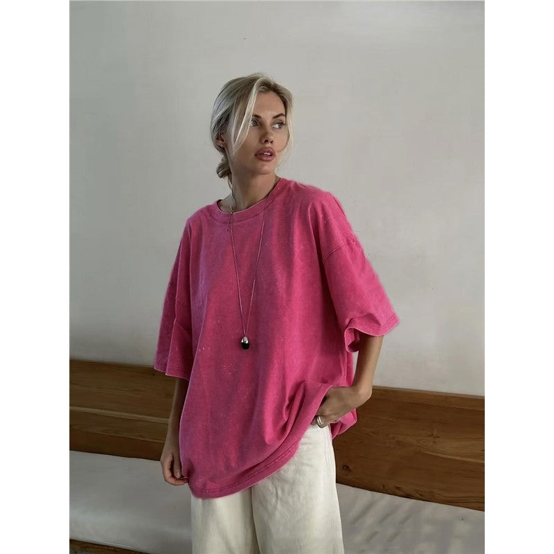Distressed Casual Loose Fit Crewneck T-Shirt