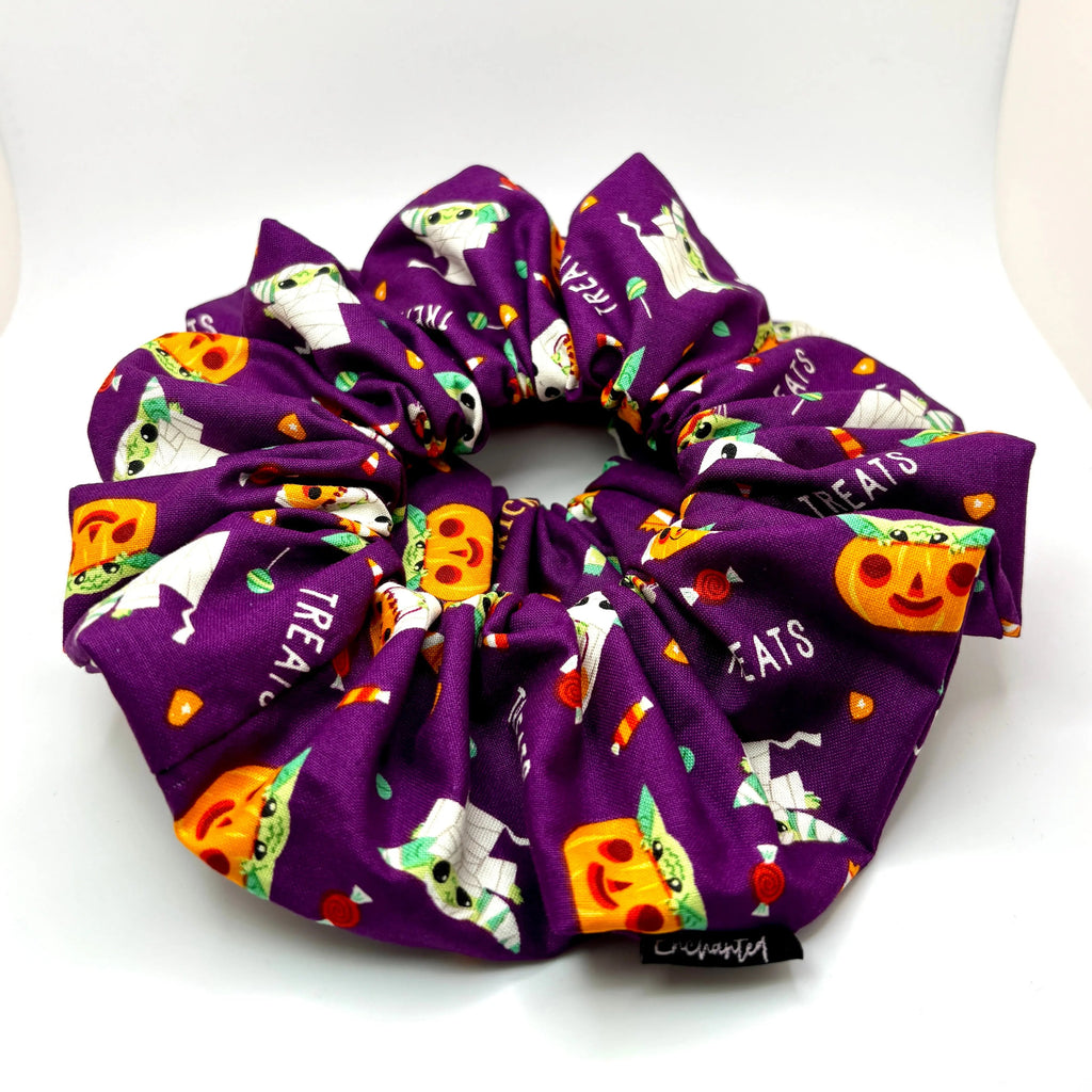 Purple Baby Yoda Halloween Scrunchie
