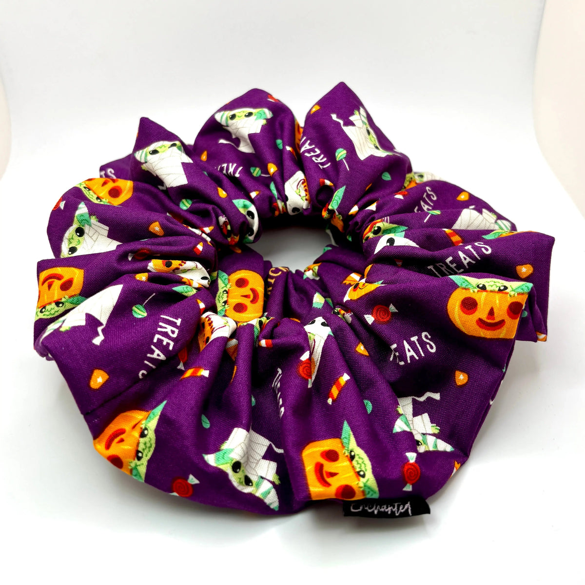 Purple Baby Yoda Halloween Scrunchie