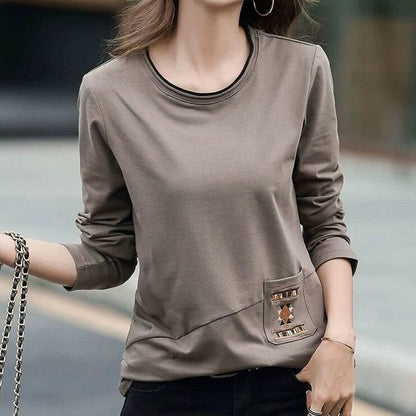 Long Sleeve T-Shirt with Embroidered Patch Pocket