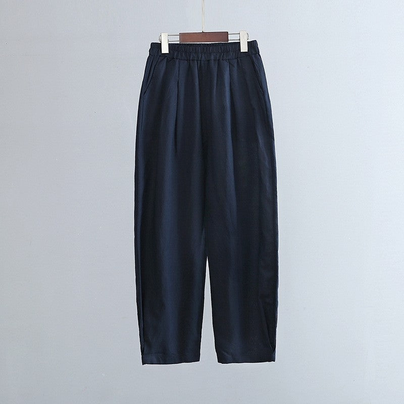 Relaxed Fit Monochrome Lantern Trousers for Versatile Styling
