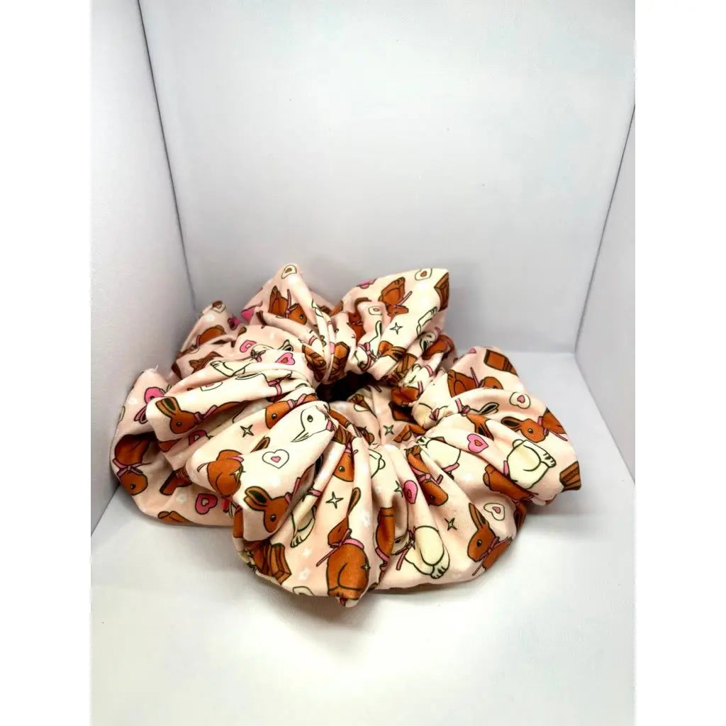 Chocolate Bunny Easter Poly Scrunchie