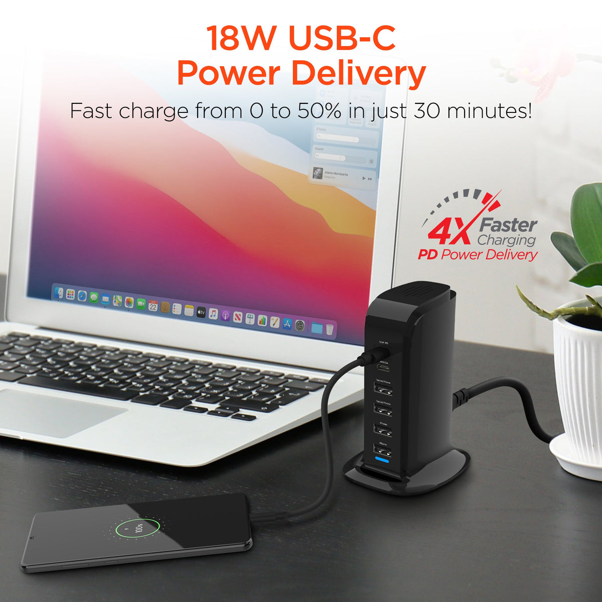 HyperGear Power Tower 42W 6 USB Charging Station