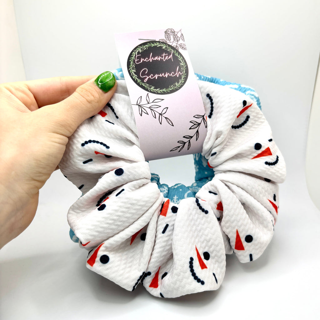 Snowman and Blue HoHoHo Christmas Scrunchie Set