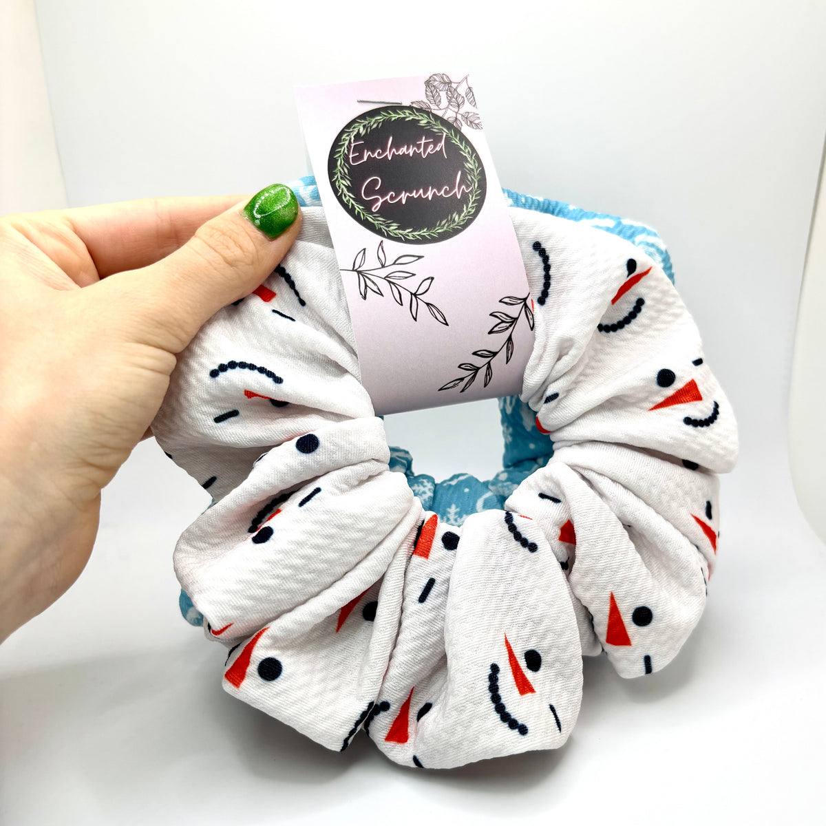 Snowman and Blue HoHoHo Christmas Scrunchie Set