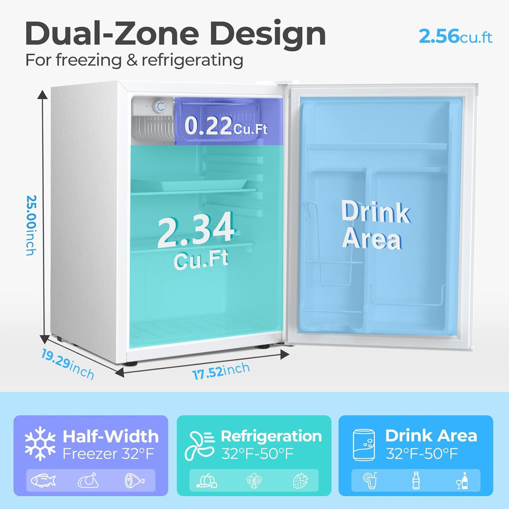 2.6\3.2 cu. ft Mini Fridge with Freezer
