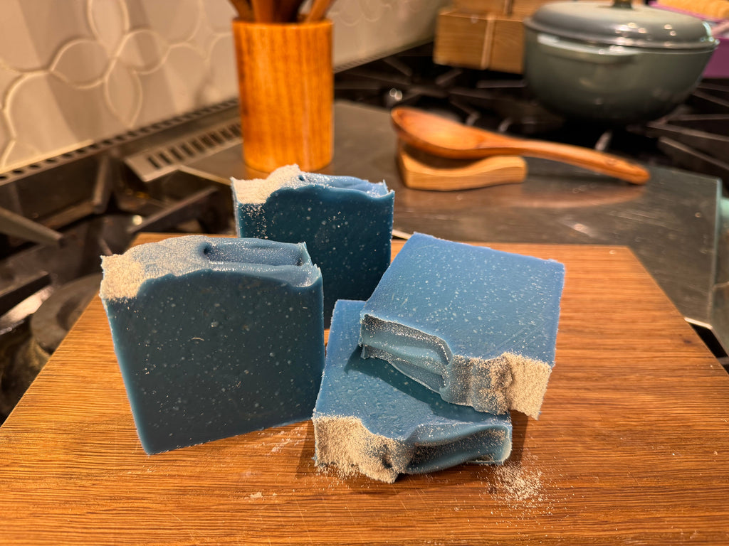Island Oasis Luxury Handmade Soap with loofah and pumice accent