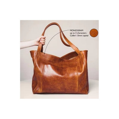 Leather Shoulder Bag with Front Pocket
