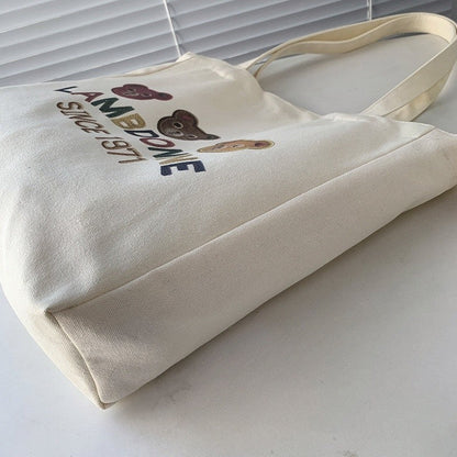 Large Capacity Canvas Shoulder Bag with Literary Style