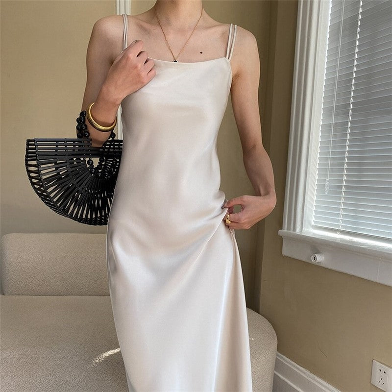 Strappy Satin Slip Dress with a Luxurious Sheen