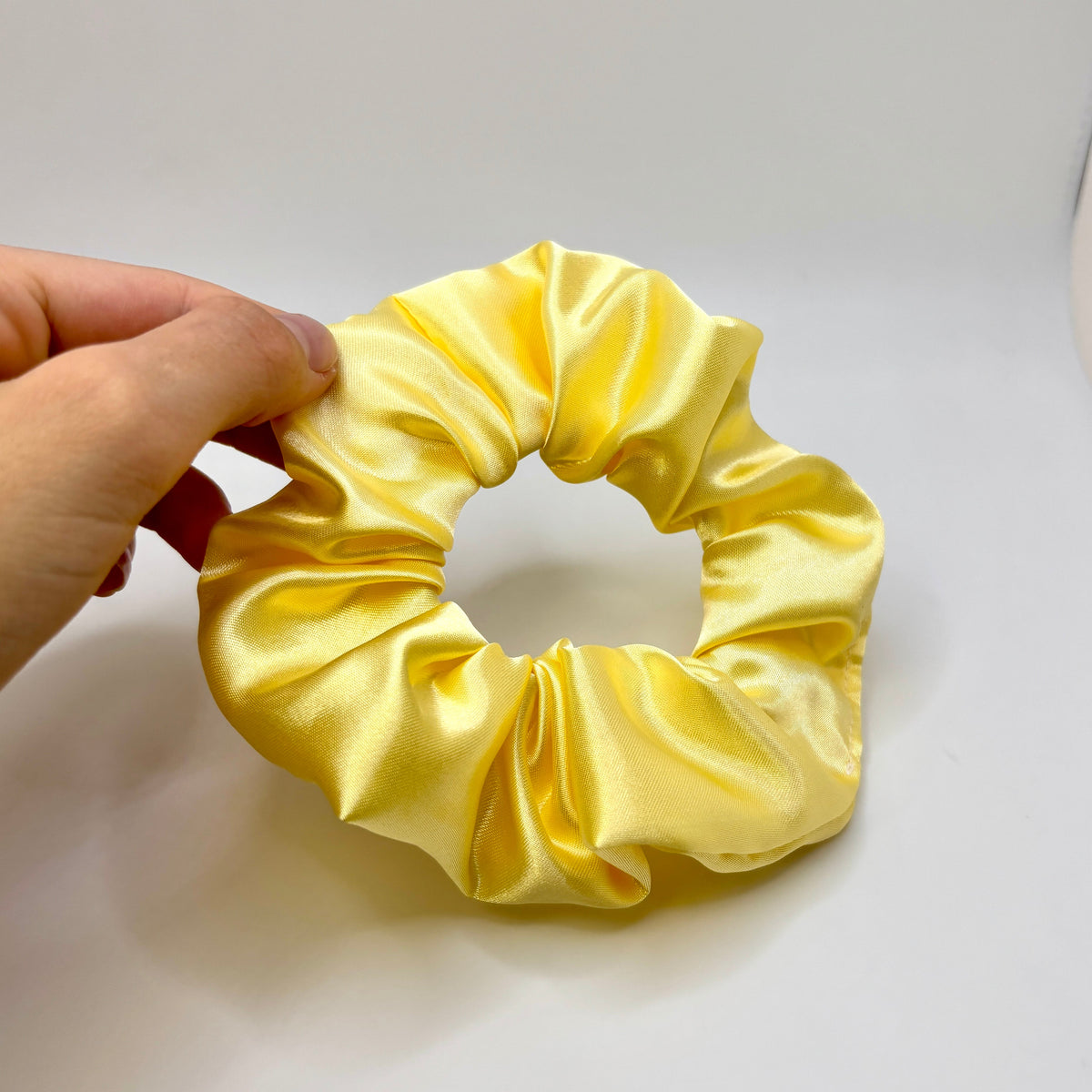 Mini Pastel Yellow Silk Scrunchie