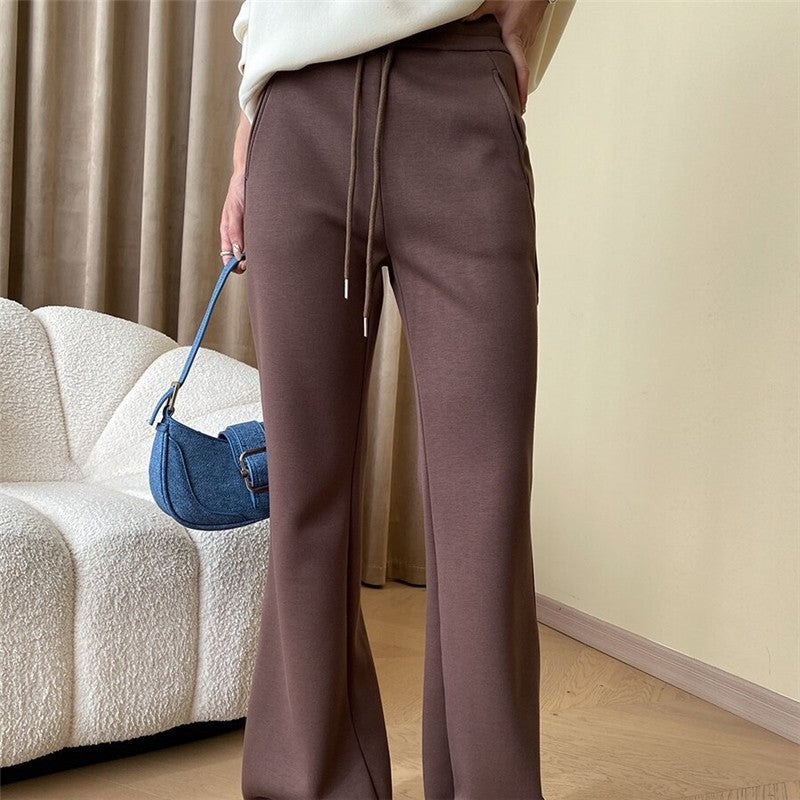 High-Waisted Flared Pants with Velvet-Lined Interior